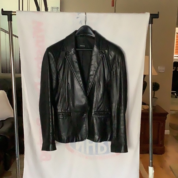 ANONYMOUS BY JACK CARLISLE BLACK LUXURY LEATHER BLAZER JACKET - Picture 3 of 4